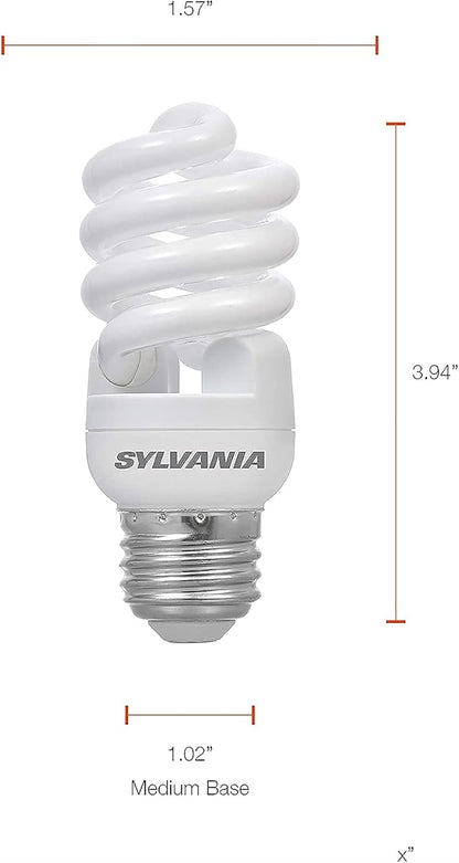 Sylvania CFL T2 Twist Light Bulb, 60W Equivalent, Efficient 13W, 850 Lumens, Medium Base, 2700K, Soft White - 8 Pack (26363)