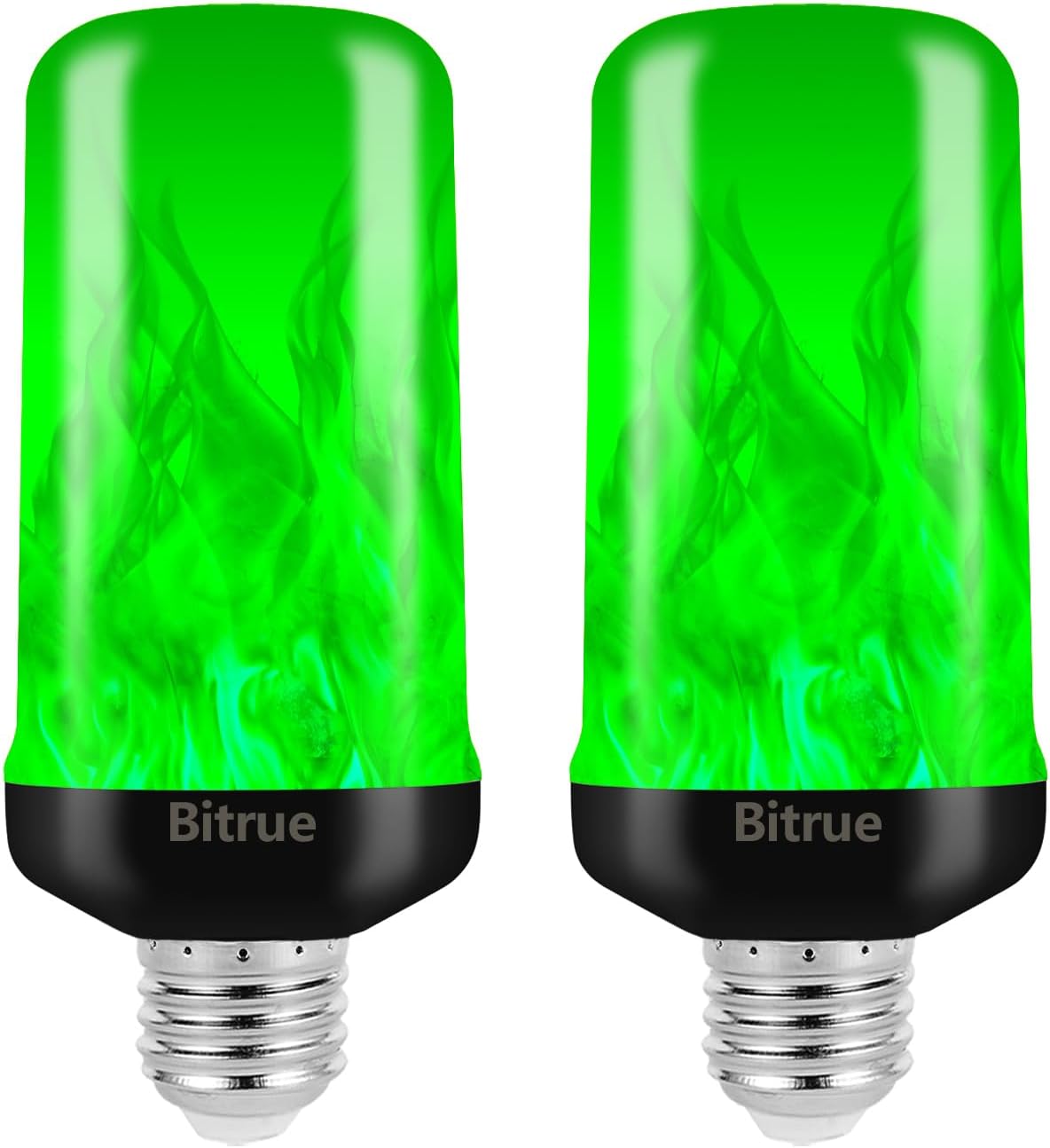 Bitrue LED Flame Effect Light Bulb, 4 Modes Flame Light Bulbs, E26 Base Fire Light Bulb with Gravity Sensor,Flickering Light Bulbs Halloween Home Party(4 Pack)