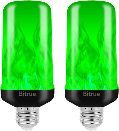 Bitrue LED Flame Effect Light Bulb, 4 Modes Flame Light Bulbs, E26 Base Fire Light Bulb with Gravity Sensor,Flickering Light Bulbs Halloween Home Party(4 Pack)