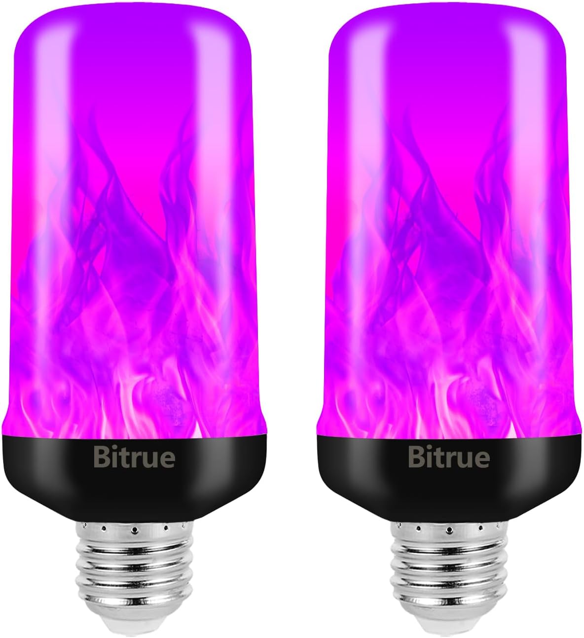 Bitrue LED Flame Effect Light Bulb, 4 Modes Flame Light Bulbs, E26 Base Fire Light Bulb with Gravity Sensor,Flickering Light Bulbs Halloween Home Party(4 Pack)
