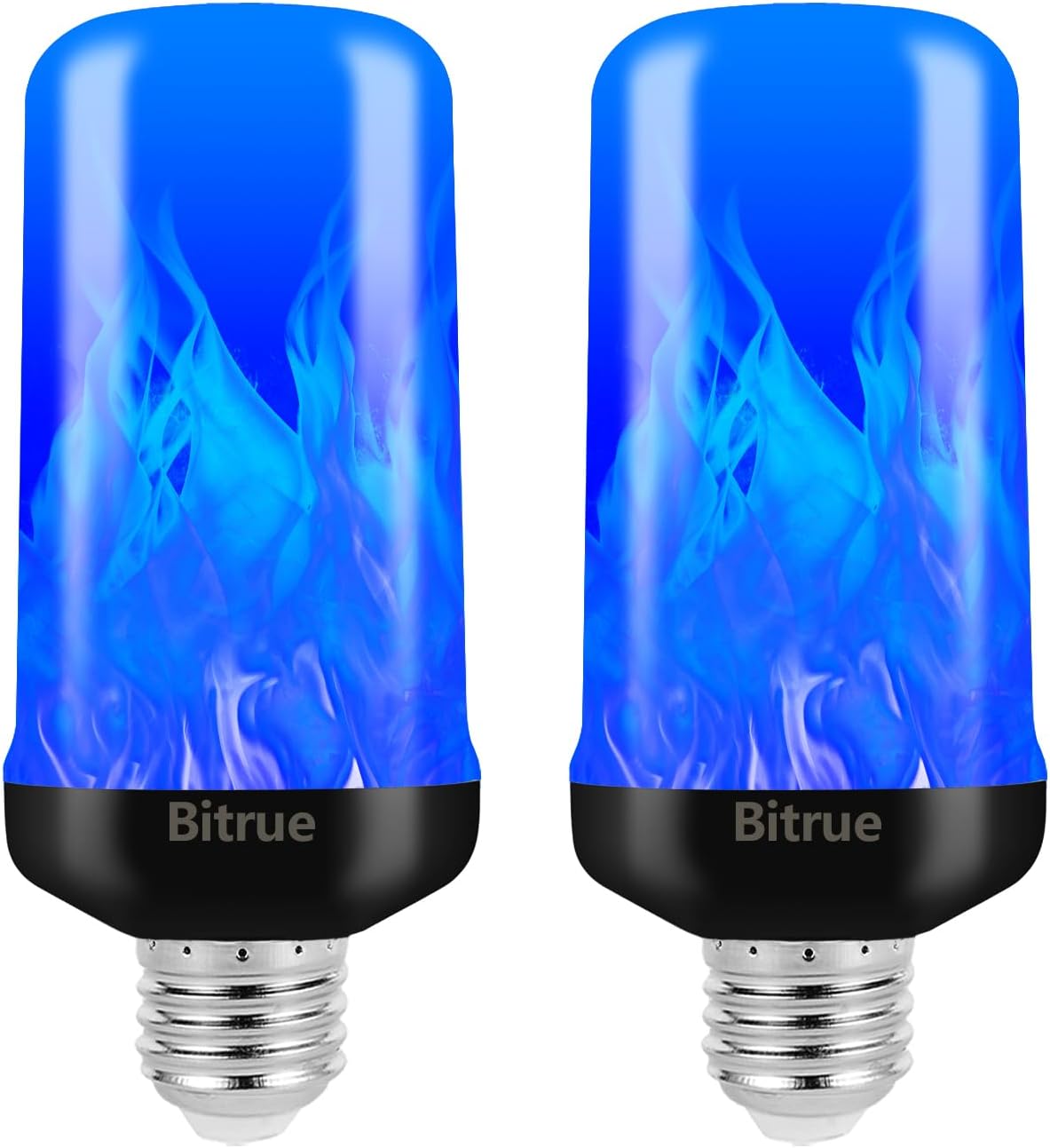 Bitrue LED Flame Effect Light Bulb, 4 Modes Flame Light Bulbs, E26 Base Fire Light Bulb with Gravity Sensor,Flickering Light Bulbs Halloween Home Party(4 Pack)