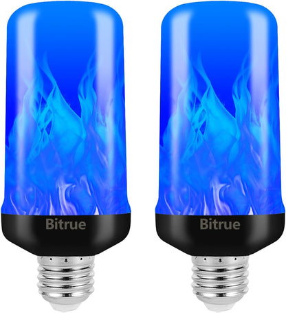 Bitrue LED Flame Effect Light Bulb, 4 Modes Flame Light Bulbs, E26 Base Fire Light Bulb with Gravity Sensor,Flickering Light Bulbs Halloween Home Party(4 Pack)