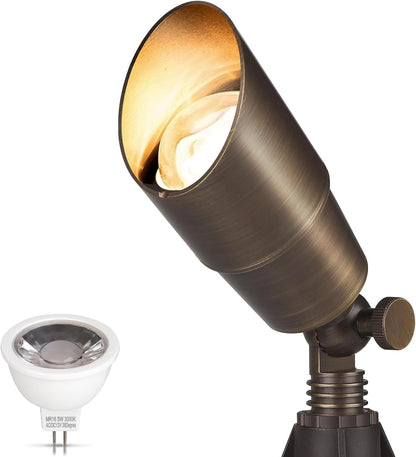 Gardencoin Solid Brass Outdoor Landscape Spotlights, 12V Heavy Duty Low Voltage LED Spot Light Waterproof for Garden and Yard Up Lighting, Bronze Accent Lighting Fixture Without Bulb, 6 Pack