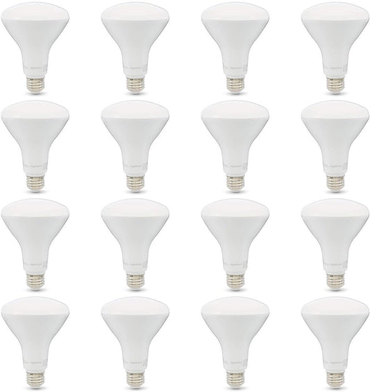 Amazon Basics BR30 LED Light Bulb, 65 Watt Equivalent, Energy Efficient 11W, E26 Standard Base, Soft White 2700K, Dimmable, 10,000 Hour Lifetime , 16-Pack