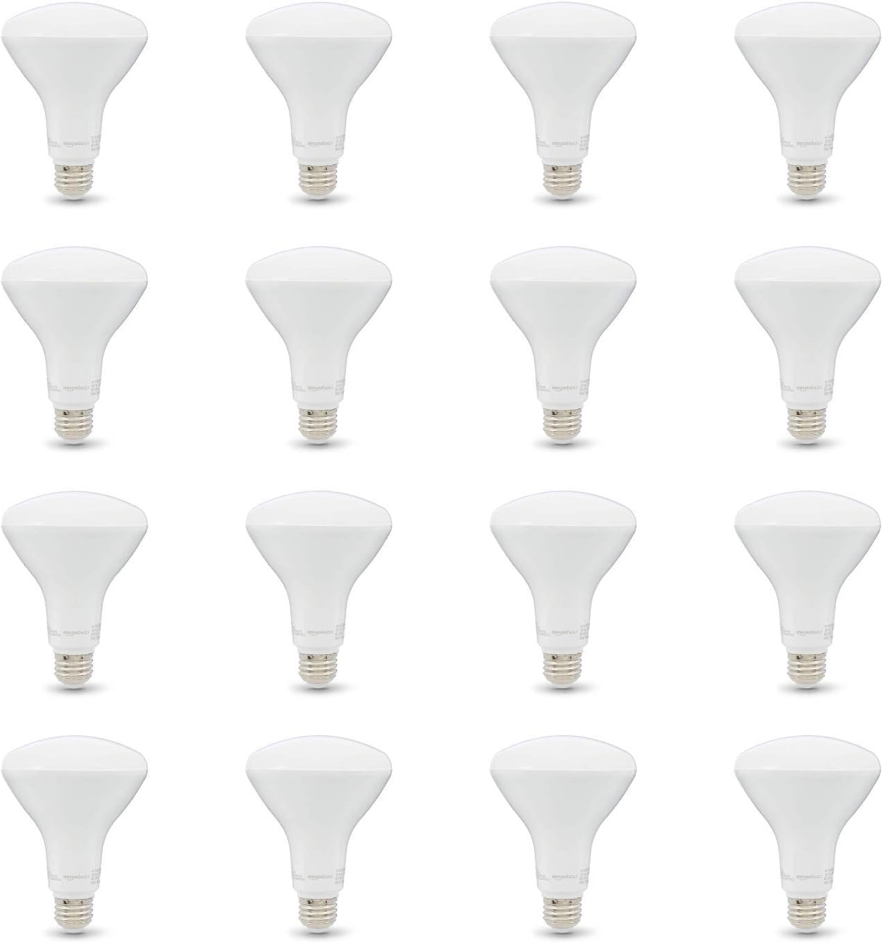 Amazon Basics BR30 LED Light Bulb, 65 Watt Equivalent, Energy Efficient 11W, E26 Standard Base, Soft White 2700K, Dimmable, 10,000 Hour Lifetime , 16-Pack