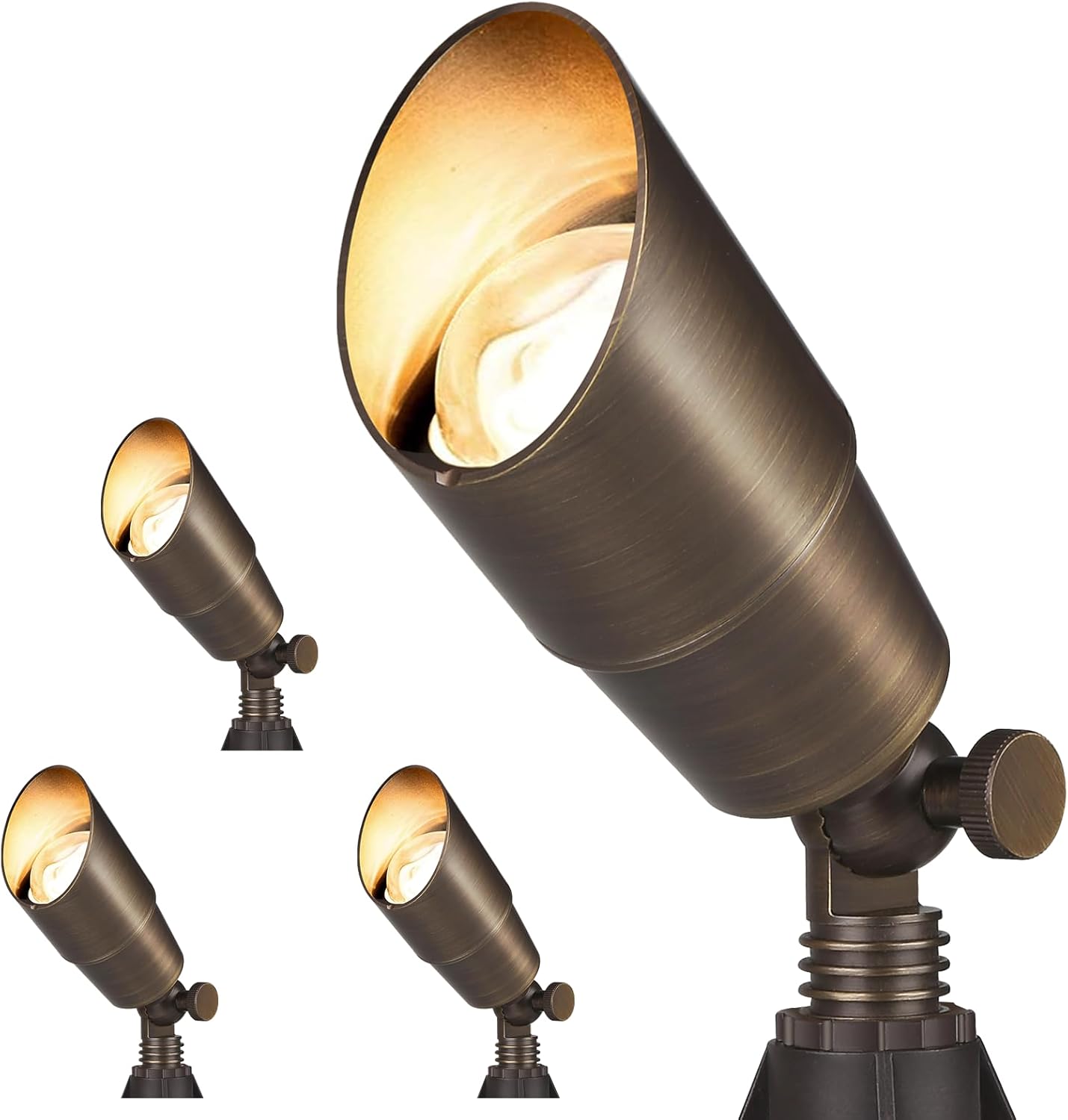 Gardencoin Solid Brass Outdoor Landscape Spotlights, 12V Heavy Duty Low Voltage LED Spot Light Waterproof for Garden and Yard Up Lighting, Bronze Accent Lighting Fixture Without Bulb, 6 Pack