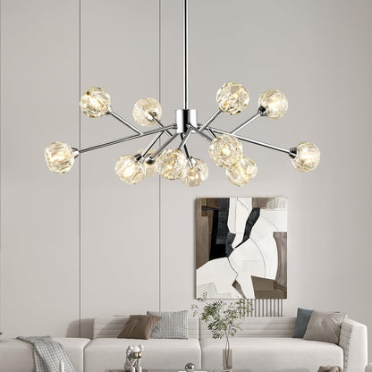Sputnik Chandeliers for Dining Room Light Fixture Over Table, Modern Crystal Chandeliers, 9 Lights Gold Lighting Fixtures for Living Room Bedroom Kitchen Island