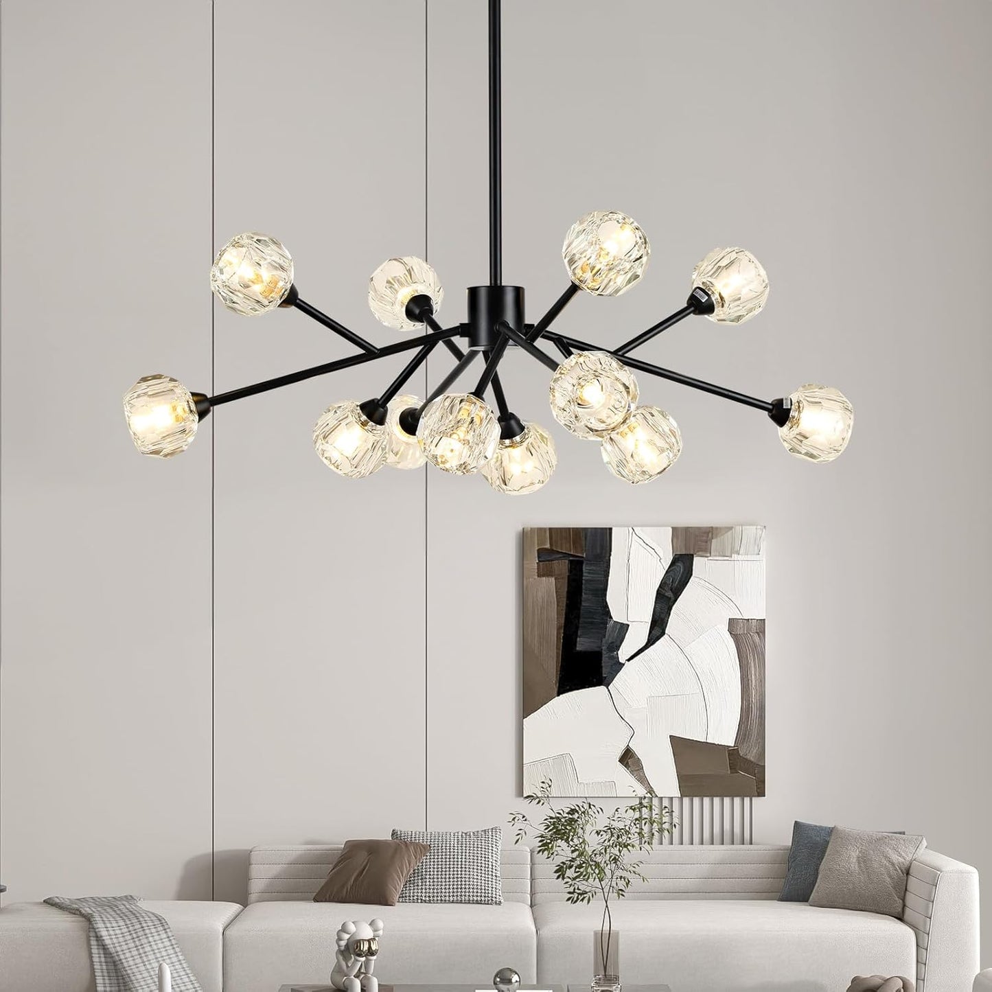 Sputnik Chandeliers for Dining Room Light Fixture Over Table, Modern Crystal Chandeliers, 9 Lights Gold Lighting Fixtures for Living Room Bedroom Kitchen Island