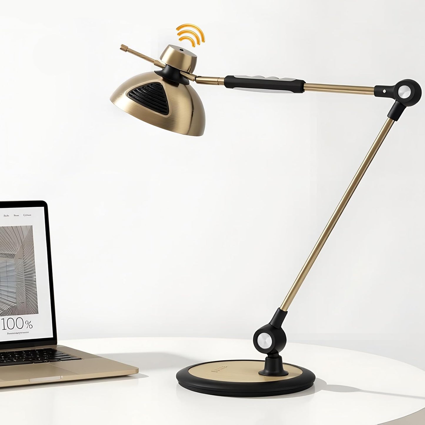 OTUS LED Desk Lamp for Home Office with Gesture Control | Eye-Caring Desk Light 1500 Lux, 12 Brightness & 3 Color | Architect Desk Lamp with Adjustable Swing Arm | Table Light for Work, Study, Reading