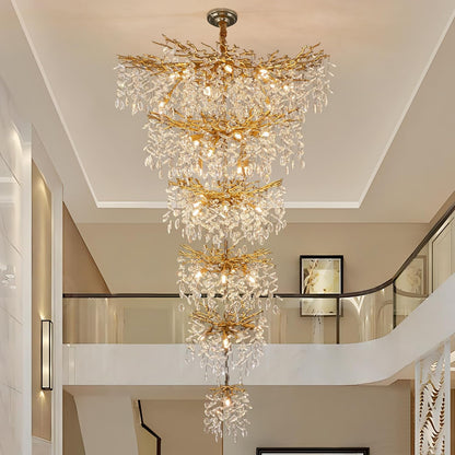 Modern Tree Branch Crystal Chandelier Luxury Silver Crystal Pendant Lighting 18" Contemporary 6-Light Chandeliers for Dining Room Kitchen Bedroom Living Room