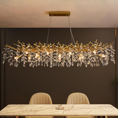 Modern Tree Branch Crystal Chandelier Luxury Silver Crystal Pendant Lighting 18" Contemporary 6-Light Chandeliers for Dining Room Kitchen Bedroom Living Room
