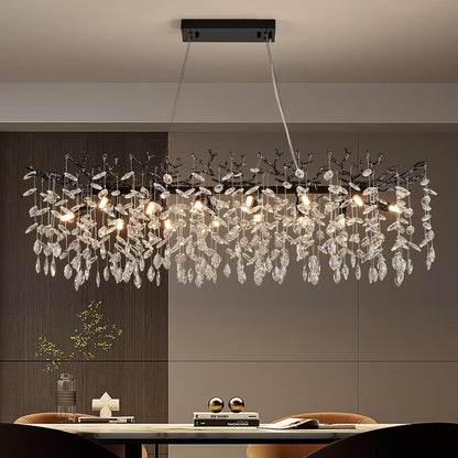 Modern Tree Branch Crystal Chandelier Luxury Silver Crystal Pendant Lighting 18" Contemporary 6-Light Chandeliers for Dining Room Kitchen Bedroom Living Room