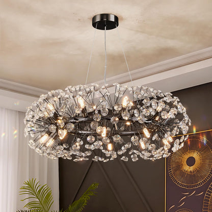 Modern Tree Branch Crystal Chandelier Luxury Silver Crystal Pendant Lighting 18" Contemporary 6-Light Chandeliers for Dining Room Kitchen Bedroom Living Room