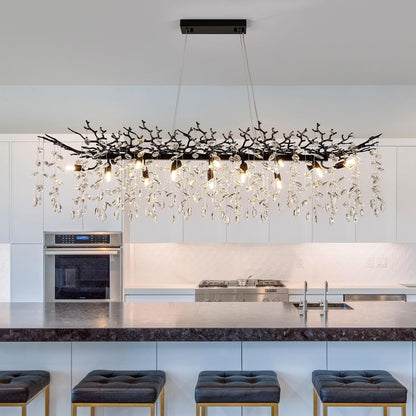 Modern Tree Branch Crystal Chandelier Luxury Silver Crystal Pendant Lighting 18" Contemporary 6-Light Chandeliers for Dining Room Kitchen Bedroom Living Room