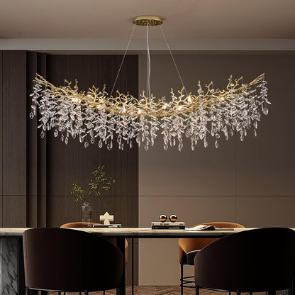Modern Tree Branch Crystal Chandelier Luxury Silver Crystal Pendant Lighting 18" Contemporary 6-Light Chandeliers for Dining Room Kitchen Bedroom Living Room