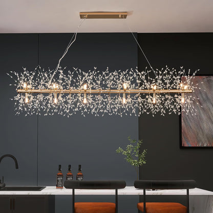 Modern Tree Branch Crystal Chandelier Luxury Silver Crystal Pendant Lighting 18" Contemporary 6-Light Chandeliers for Dining Room Kitchen Bedroom Living Room