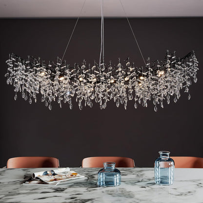 Modern Tree Branch Crystal Chandelier Luxury Silver Crystal Pendant Lighting 18" Contemporary 6-Light Chandeliers for Dining Room Kitchen Bedroom Living Room