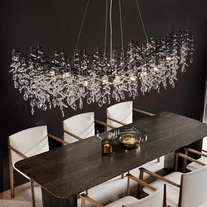 Modern Tree Branch Crystal Chandelier Luxury Silver Crystal Pendant Lighting 18" Contemporary 6-Light Chandeliers for Dining Room Kitchen Bedroom Living Room